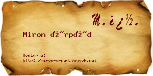 Miron Árpád névjegykártya